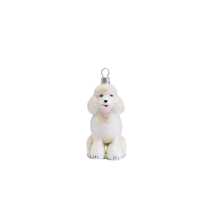 Julekugle Hvid puddelhund