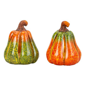 Græskar med led-lys 12 cm højt