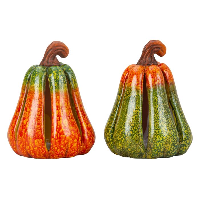 Græskar med led-lys 21 cm højt