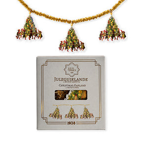 Garland with gold lametta tinsel string featuring 8 vintage-style Christmas trees from Juel & Brandt