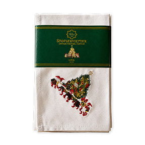White fabric napkins with embroidered Christmas tree, 2-pack from Juel & Brandt