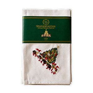 White fabric napkins with embroidered Christmas tree, 2-pack from Juel & Brandt