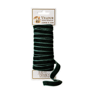 Dark green velour ribbon, 1 cm wide, 10 m, for gift wrapping from Juel & Brandt