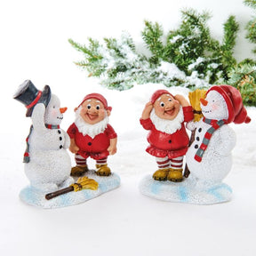 Skovnisse med snemand 10 cm høj