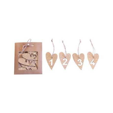 Adventstal i hjerter træ med glitter