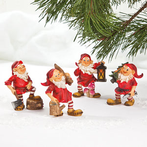 Forest folk gnomes, 7 cm tall, from Pobra, made of polyresin