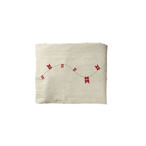Fødselsdagsdug med flag 140 cm x 240 cm hørfarvet