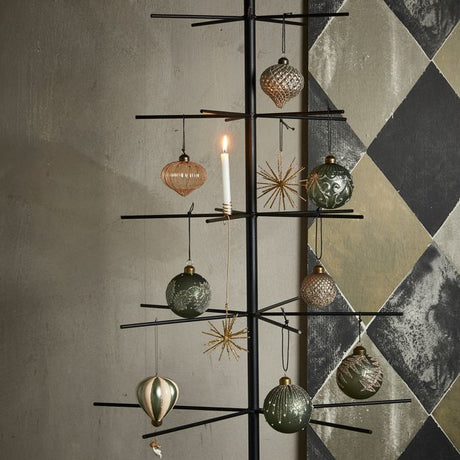 Christmas bauble with checkered pattern green/white