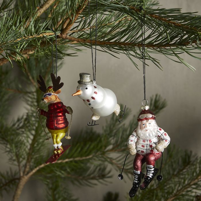 Julekugle Julemanden på skitur