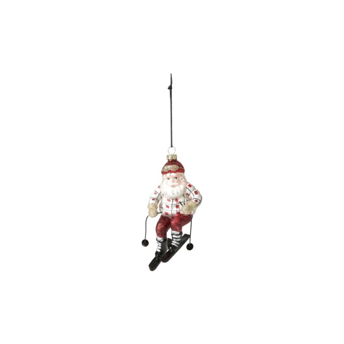 Julekugle Julemanden på skitur