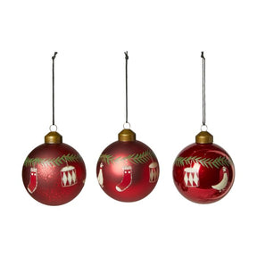 Julekugle med julemotiver rød