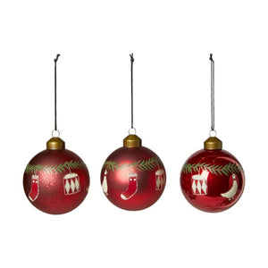 Julekugle med julemotiver rød