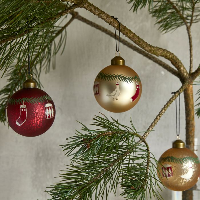 Julekugle med julemotiver guld