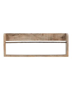 Maga magazine holder from House Doctor in natural mango wood with rustic iron rod for wall mounting, 60 cm long
