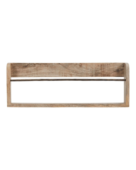 Maga magazine holder from House Doctor in natural mango wood with rustic iron rod for wall mounting, 60 cm long