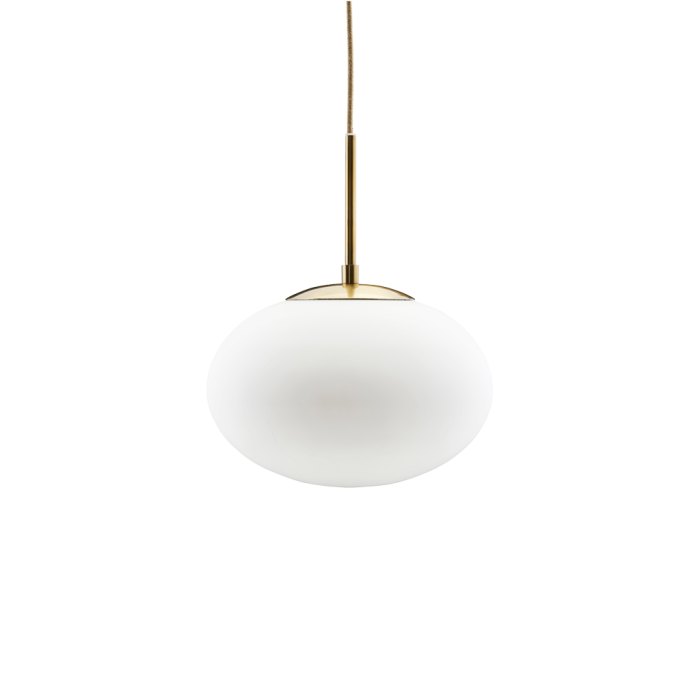 Hvid Opal pendel fra House Doctor med messingfinish