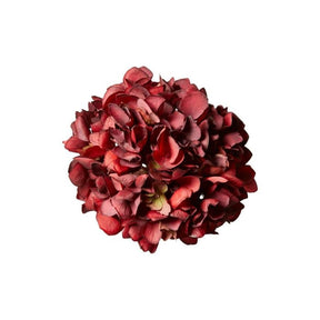 Blomsterhoved med klips hortensia mørkerød