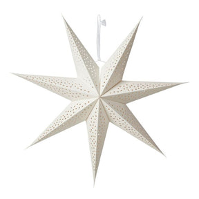 Hvid papirstjerne med hulmønster 60 cm i dia