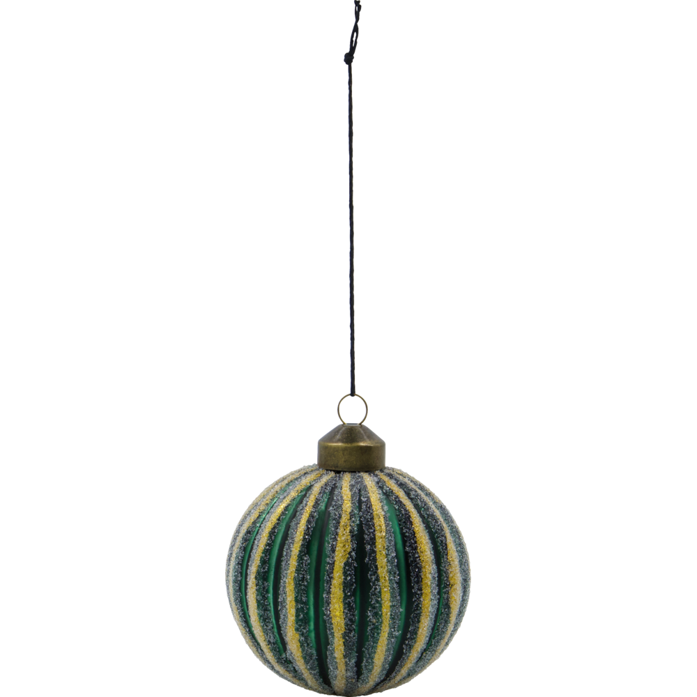 Single striped glass Christmas bauble from House Doctor for hanging
