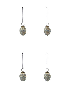 Christmas pinecone ornament in antique silver, 4-pack from House Doctor