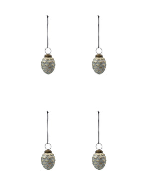 Christmas pinecone ornament in antique silver, 4-pack from House Doctor