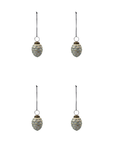 Christmas pinecone ornament in antique silver, 4-pack from House Doctor
