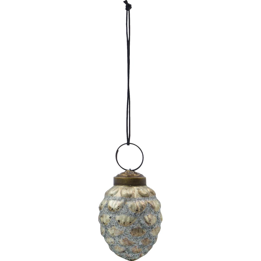 Glass Christmas ornament shaped like a small pine cone from House Doctor for hanging
