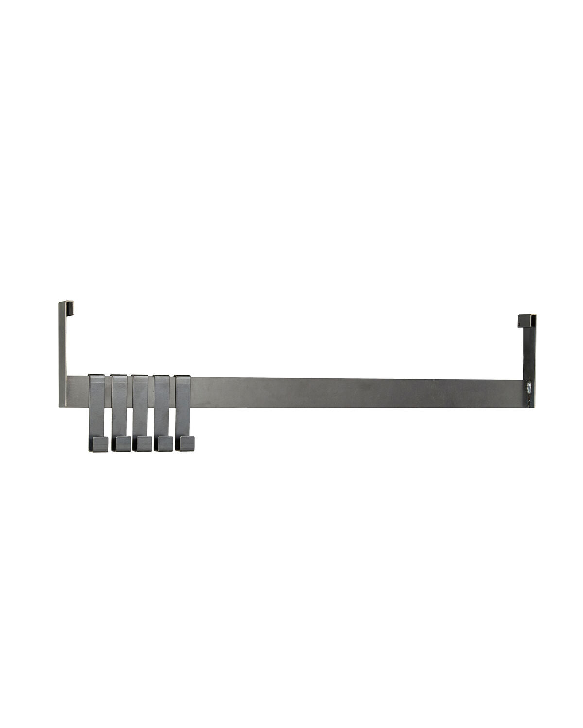 Black Fari rail from House Doctor in steel with five hooks for mounting under the bottom shelf of the Fari shelving unit