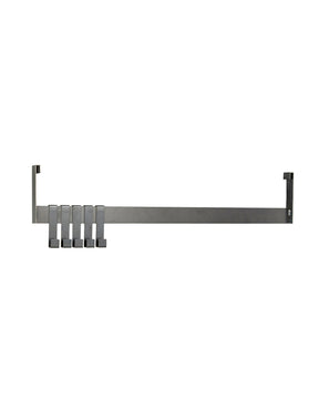 Black Fari rail from House Doctor in steel with five hooks for mounting under the bottom shelf of the Fari shelving unit