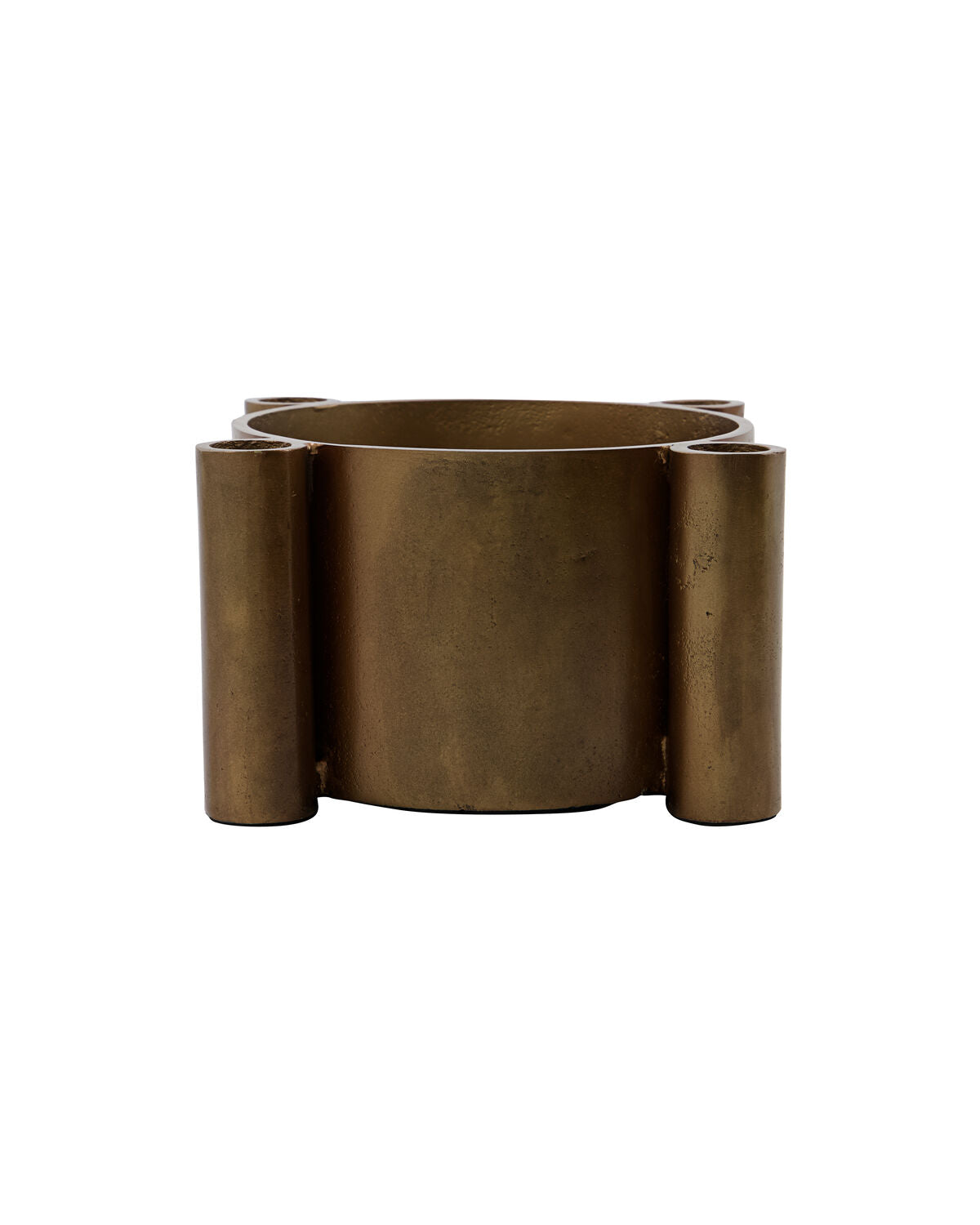 Advent candle holder for four from House Doctor in aluminium with an antique brass finish, fitted with holders for taper candles.