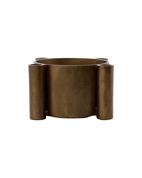 Advent candle holder for four from House Doctor in aluminium with an antique brass finish, fitted with holders for taper candles.
