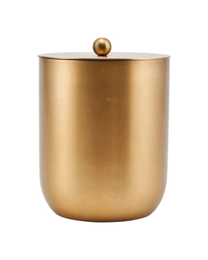 Alir ice bucket and wine cooler from House Doctor in stainless steel with a brass finish and lid with a round knob