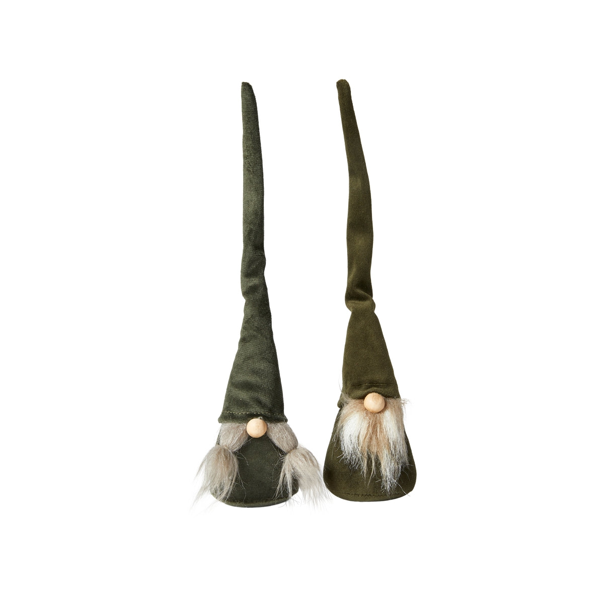 Kaj and Line Christmas gnomes, 26 cm tall, from Speedtsberg, in green velour