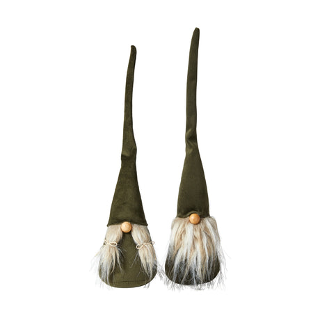 Kaj and Line gnomes, 36 cm tall, in green velour from Speedtsberg