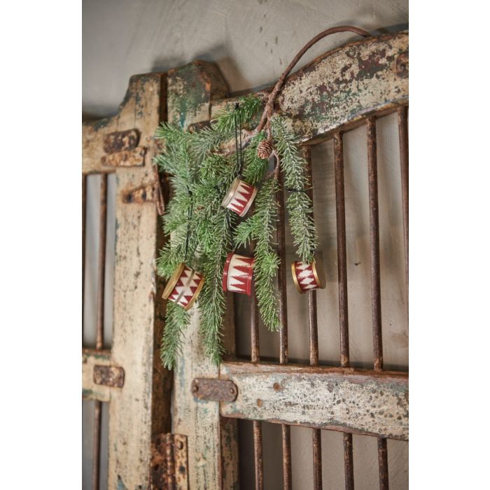 Tromme i træ 4 cm i dia rød hvid guld