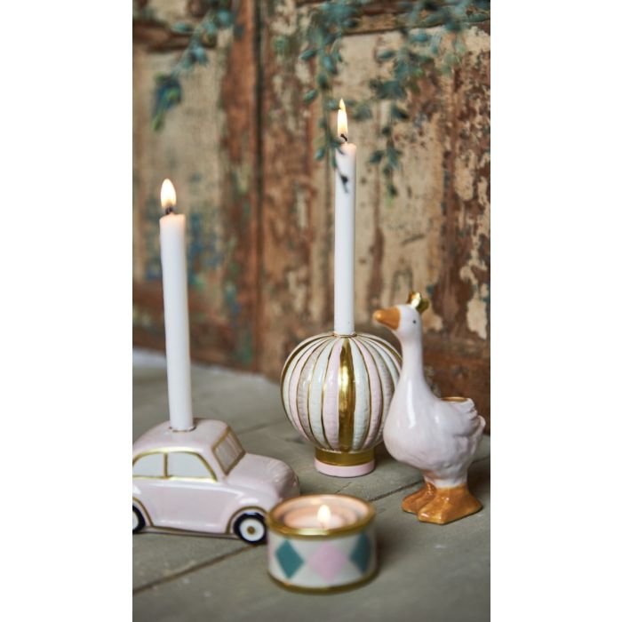 Lysestage til kertelys rosa bil