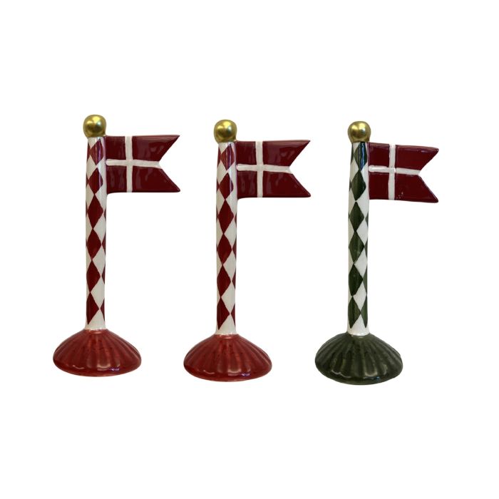 Flagstang med spidsflag 19 cm højt med harlekinmønster