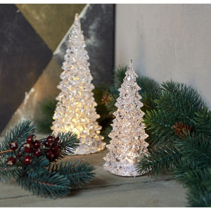 Juletræ i akryl med lys 18 cm højt