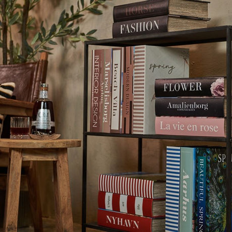 Speedstberg opbevaringsæsker udformet som bøger på reol