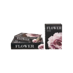 Speedstberg opbevaringsæske udformet som bog med lyserød blomst og teksten "Flower atlas"