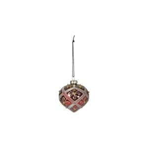 Red onion-shaped glass Christmas bauble with pattern from Speedtsberg