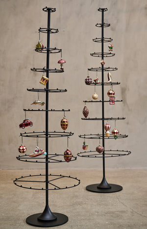 Black metal Christmas trees with glass Christmas ornaments from Speedtsberg on