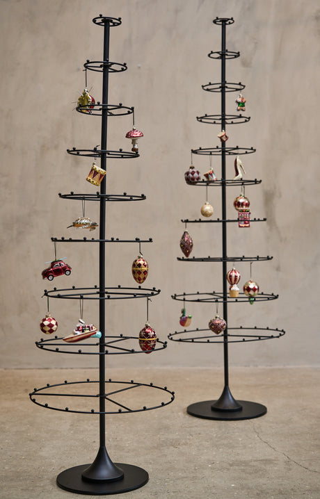 Black metal Christmas trees with glass Christmas ornaments from Speedtsberg on