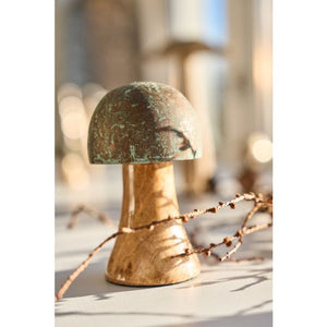 Svamp i træ og metal 13 cm høj