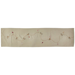 Table runner with embroidered garland of Christmas decorations from Speedtsberg