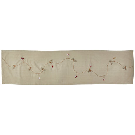 Table runner with embroidered garland of Christmas decorations from Speedtsberg