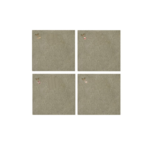 Cloth napkins with embroidered Christmas motifs on a gray-green background from Speedtsberg
