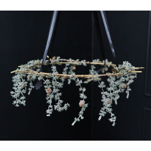 Guirlande med sne og kogler 180 cm lang