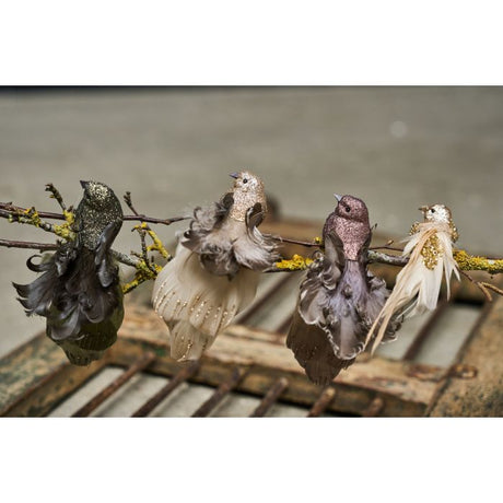 Fugl med klips og grønne fjer