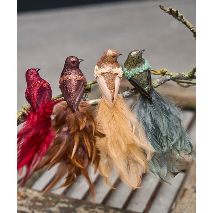 Fugl med klips 22 cm lang grøn